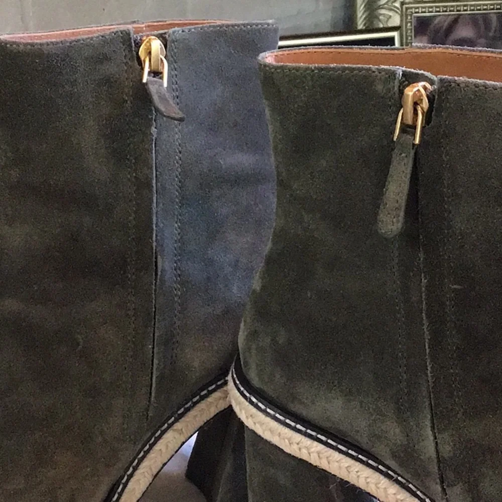 Tory Burch Olive Suede Olive Green Ankle Boots